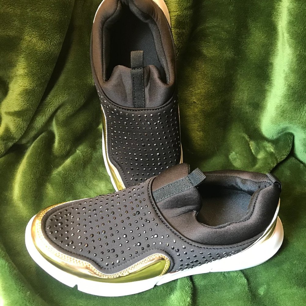 Black and Gold Rhinestone Sneakers